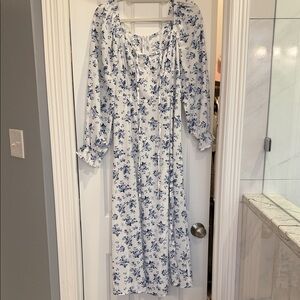 Floral Blue and White Women's Dress